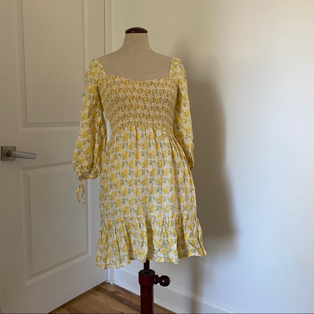 Faithfull the Brand linen puff sleeve mini dress